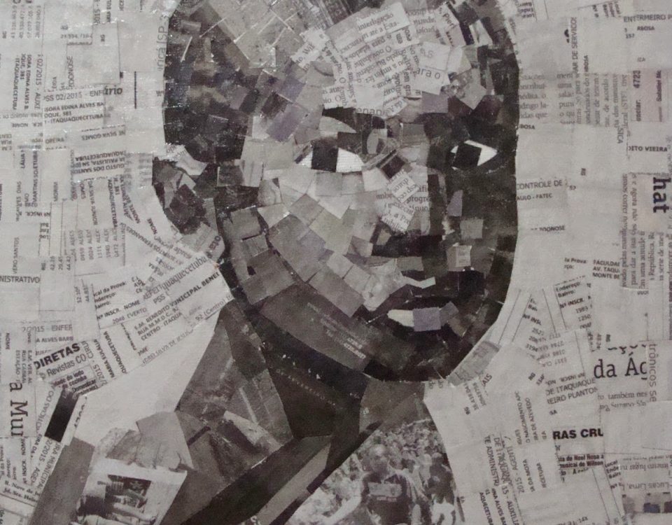 Colagem com retalhos de jornal do artista Hélio Rocha | Acervo digital